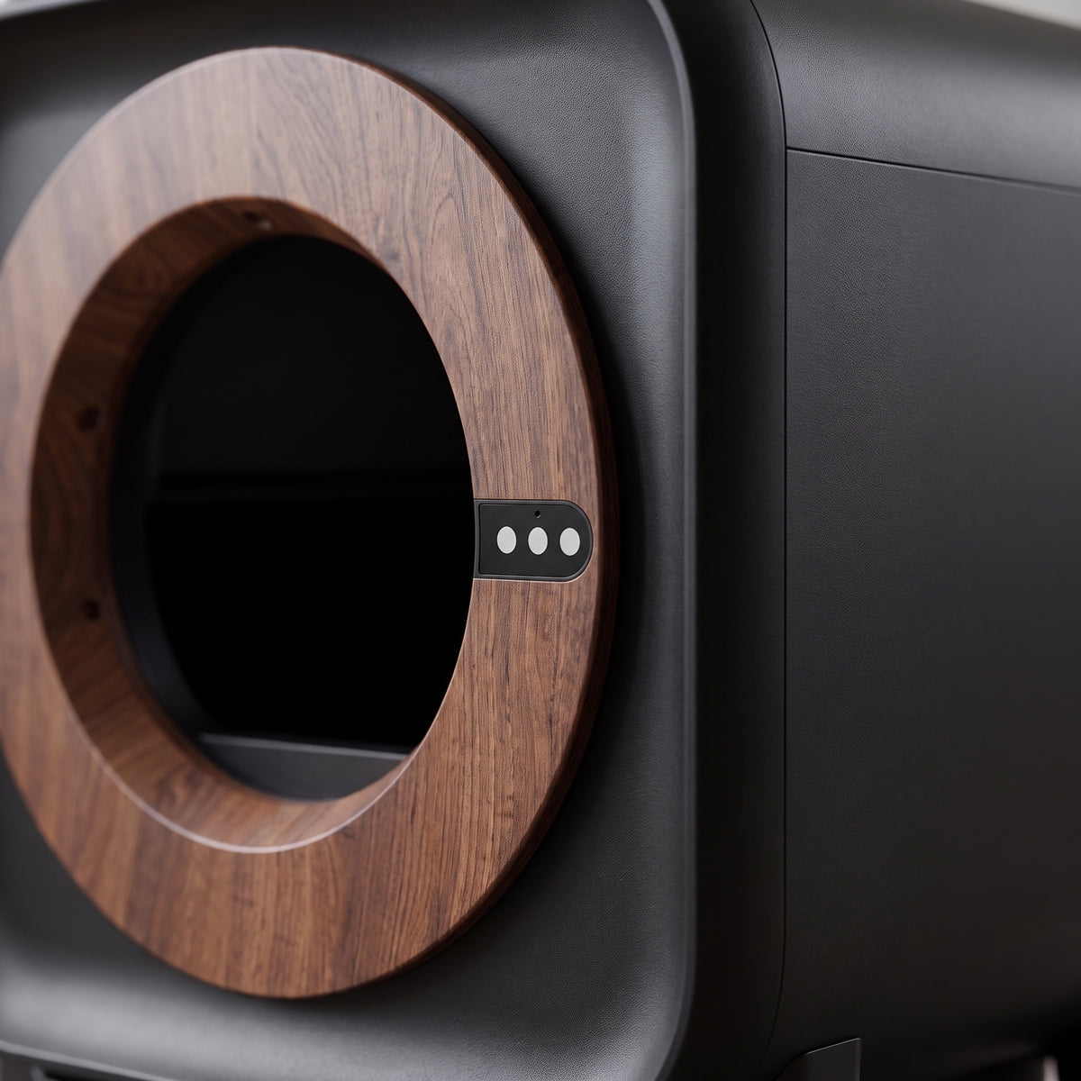 Litière Autonettoyante Connectée Design Noir et Bois - 70L